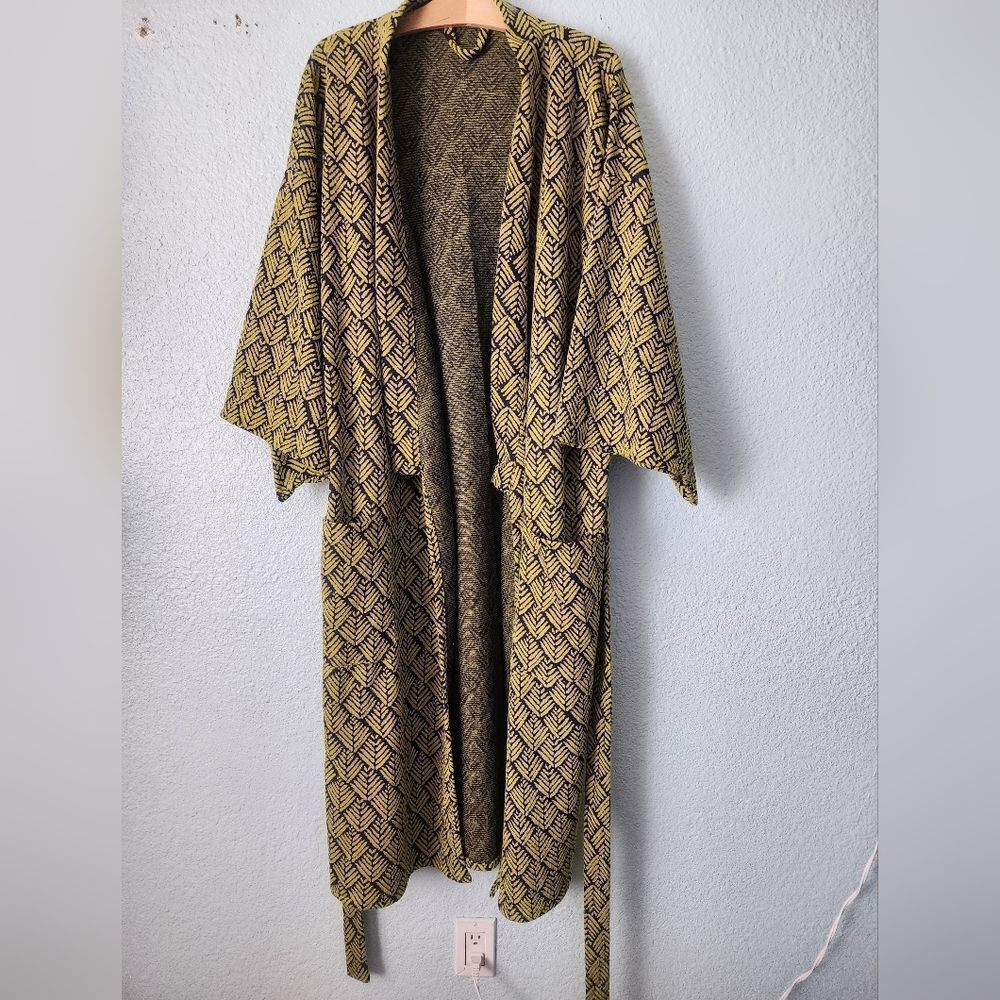 HighWay Robery Elegant Yellow green  and Black Women's Robe Cardigan Duster